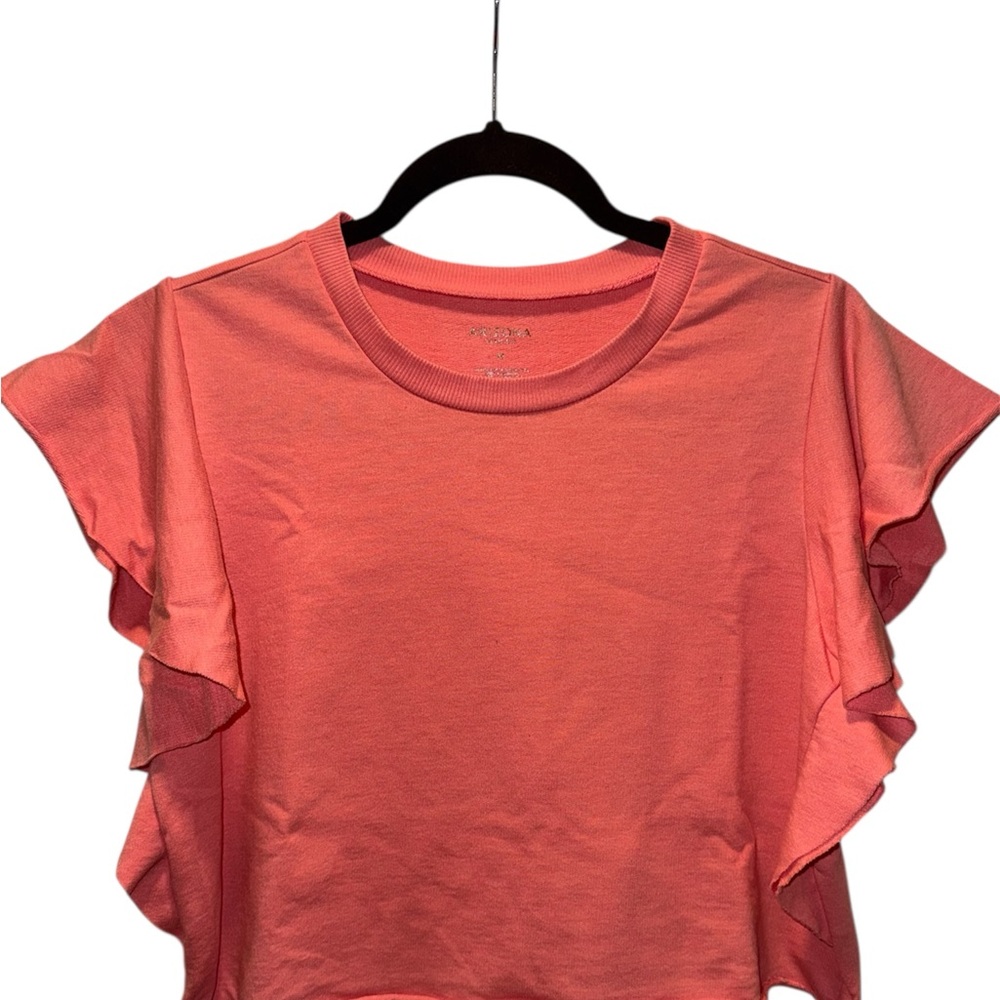 Arizona Jean Company Pink Flutter Sleeve Crop Top